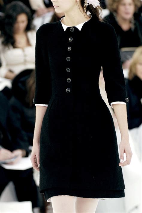 chanel black dress 2019|Chanel black dress white collar.